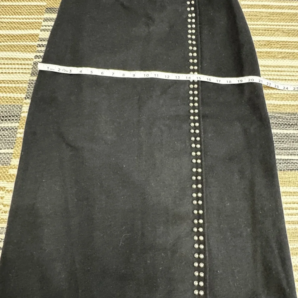 Southwest Canyon Skirt Women's Large Black‎ Wool Blend Studded Faux Leather Wrap